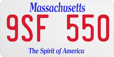 MA license plate 9SF550