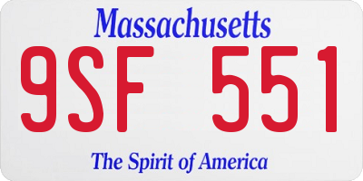 MA license plate 9SF551