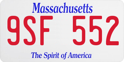 MA license plate 9SF552