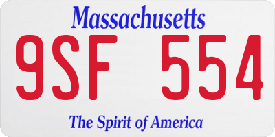 MA license plate 9SF554