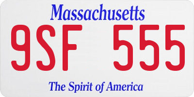 MA license plate 9SF555