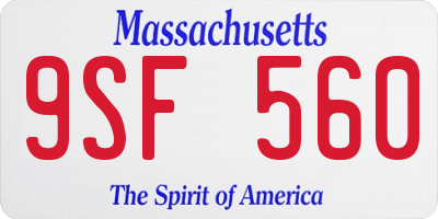 MA license plate 9SF560