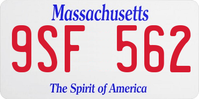 MA license plate 9SF562