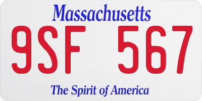 MA license plate 9SF567