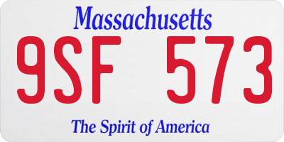 MA license plate 9SF573