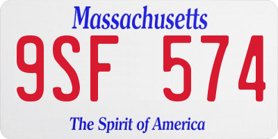 MA license plate 9SF574