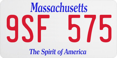 MA license plate 9SF575