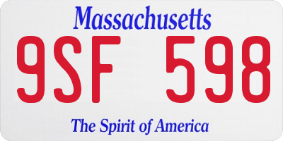 MA license plate 9SF598