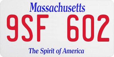 MA license plate 9SF602