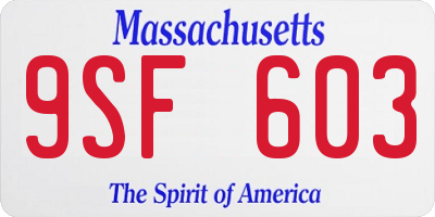 MA license plate 9SF603