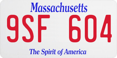 MA license plate 9SF604