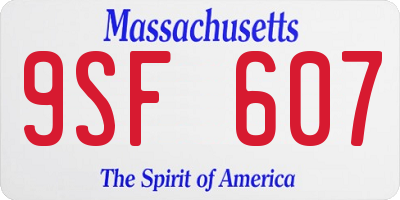 MA license plate 9SF607