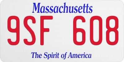 MA license plate 9SF608