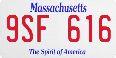 MA license plate 9SF616
