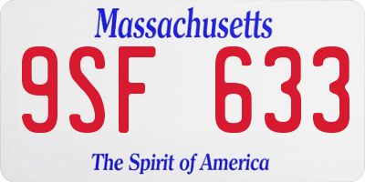 MA license plate 9SF633