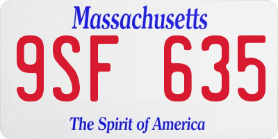 MA license plate 9SF635