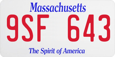 MA license plate 9SF643