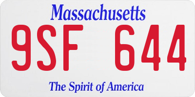 MA license plate 9SF644
