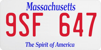 MA license plate 9SF647