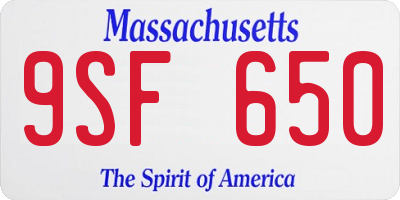 MA license plate 9SF650