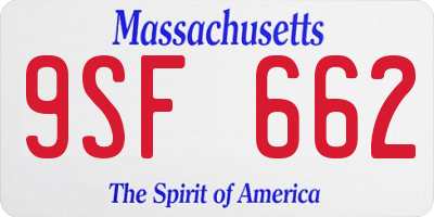 MA license plate 9SF662
