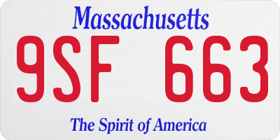 MA license plate 9SF663