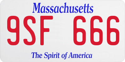 MA license plate 9SF666