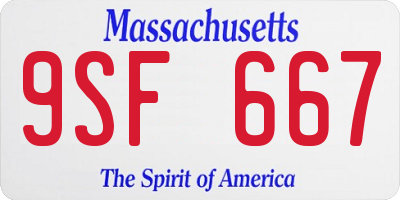 MA license plate 9SF667