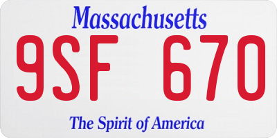 MA license plate 9SF670