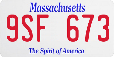 MA license plate 9SF673