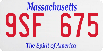 MA license plate 9SF675