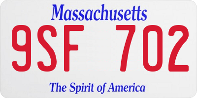 MA license plate 9SF702