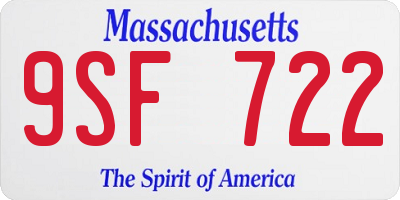 MA license plate 9SF722