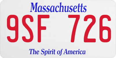 MA license plate 9SF726