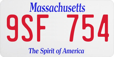 MA license plate 9SF754