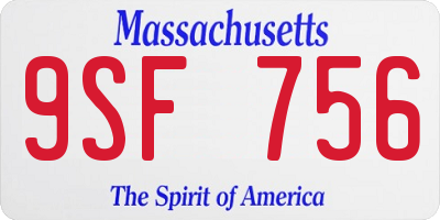 MA license plate 9SF756