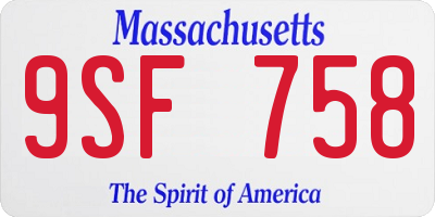 MA license plate 9SF758