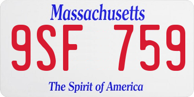 MA license plate 9SF759