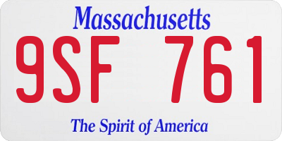 MA license plate 9SF761