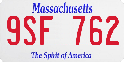 MA license plate 9SF762