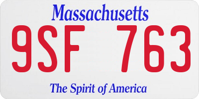 MA license plate 9SF763