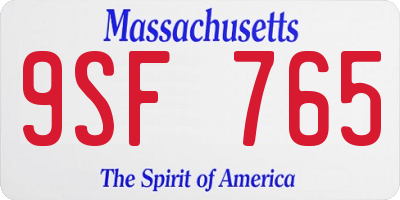 MA license plate 9SF765