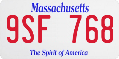 MA license plate 9SF768