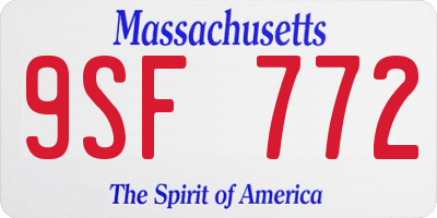 MA license plate 9SF772