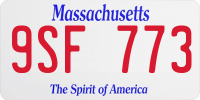 MA license plate 9SF773