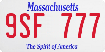 MA license plate 9SF777
