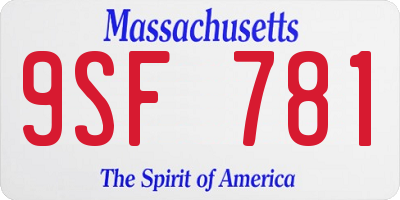 MA license plate 9SF781