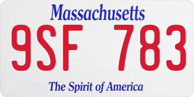 MA license plate 9SF783