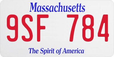 MA license plate 9SF784