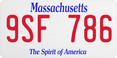 MA license plate 9SF786